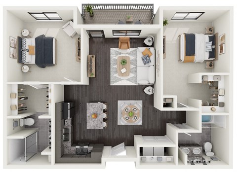 a 3d drawing of the floor plan of a bedroom